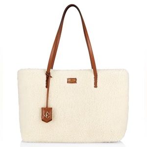 NWT Jimmy Choo Shearling Leather Trimmed Nine2Five East/West Tote